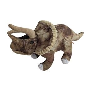Wild Republic Triceratops Dinosaur 16" Long Dino Brown Tan Plush Stuffed Animal